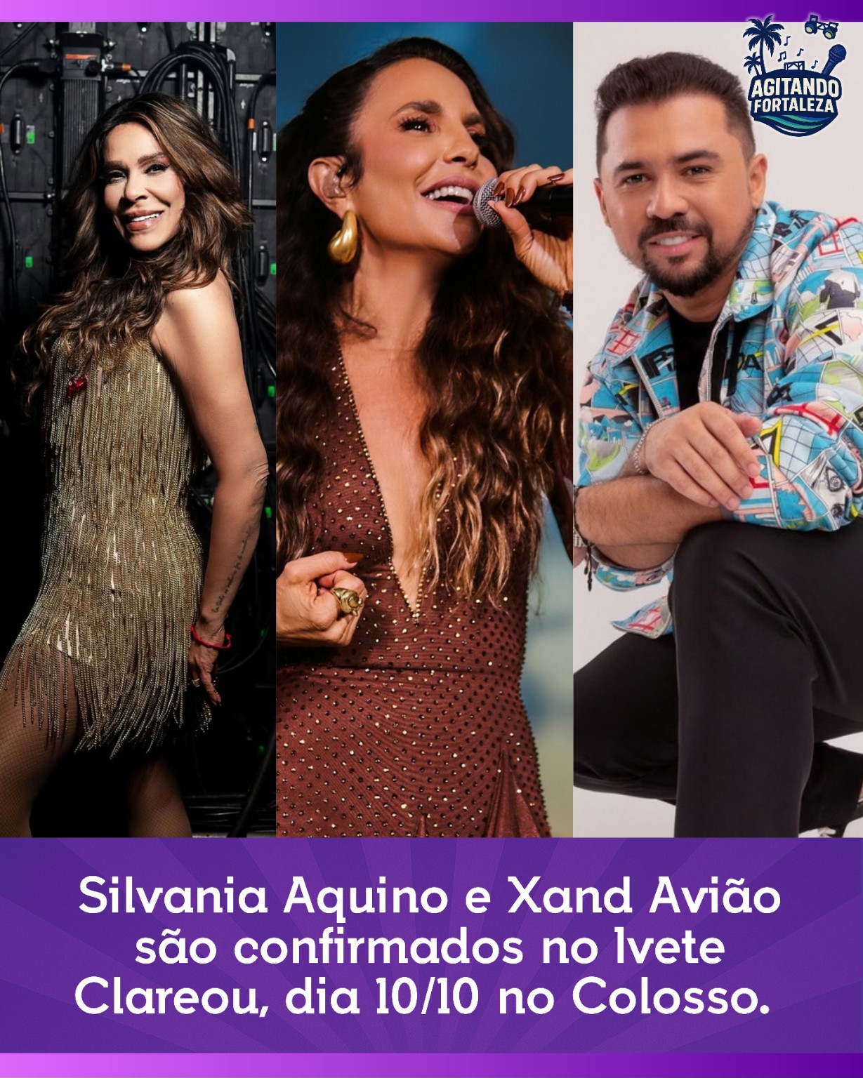 Ivete Clareou chega a Fortaleza com Xand Avião e Silvânia Aquino como convidados